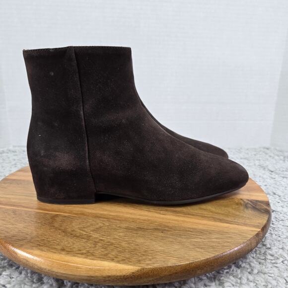Aquatalia Ulyssaa Espresso Brown Suede Casual Ankle Bootie Boots Womens 7 M - Picture 4 of 16